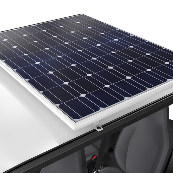 Close up of GEM electric vehicle solar panel