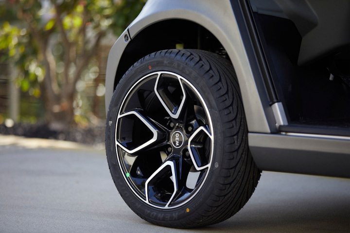 Close up of electric vehicle wheel