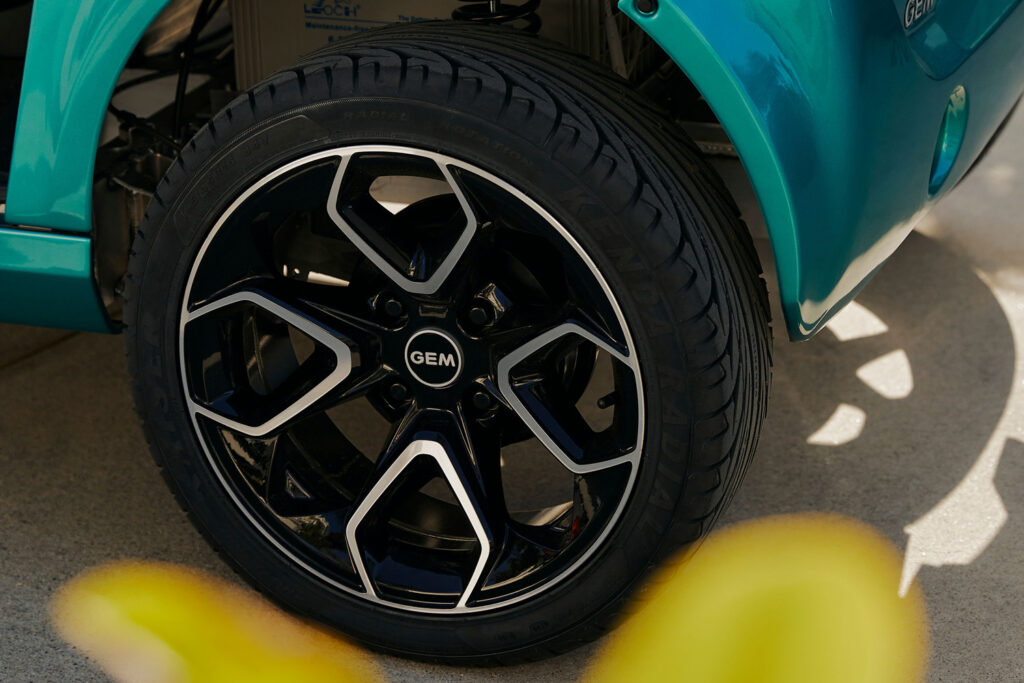 Close up of electric vehicle tire