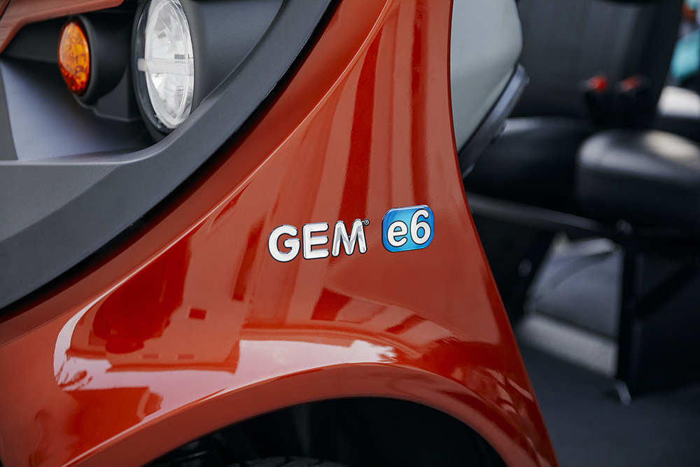 Close up of GEM e6 logo