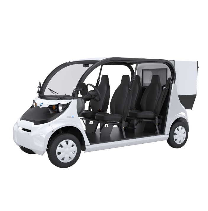 A white electric vehicle