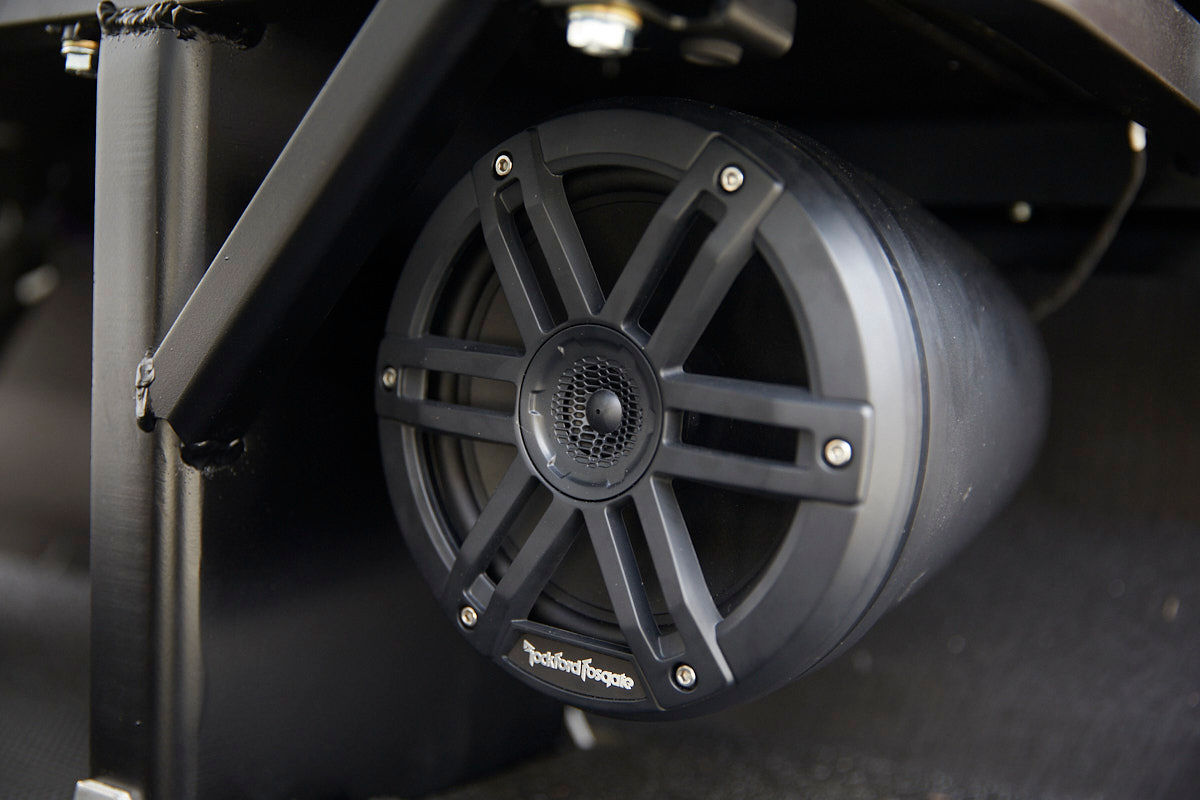 Close up of electric vehicle music speaker
