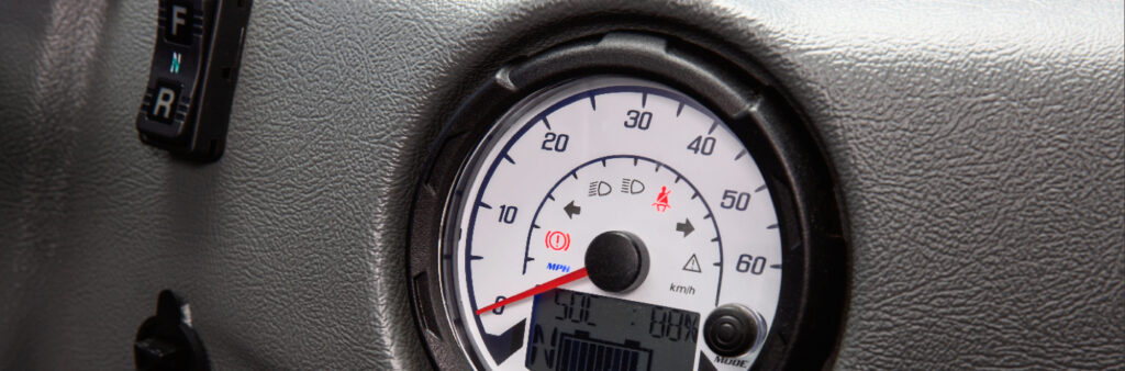 Close up of electric vehicle odometer