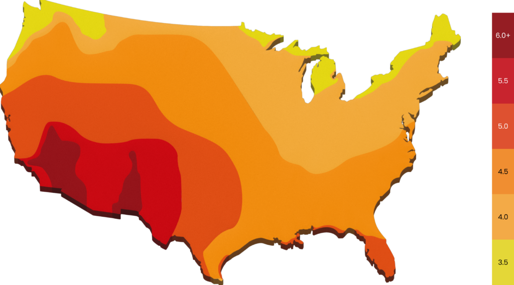 Sunlight hours per day