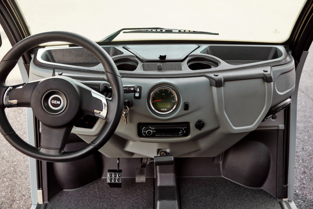 GEM electric vehicle dashboard interior