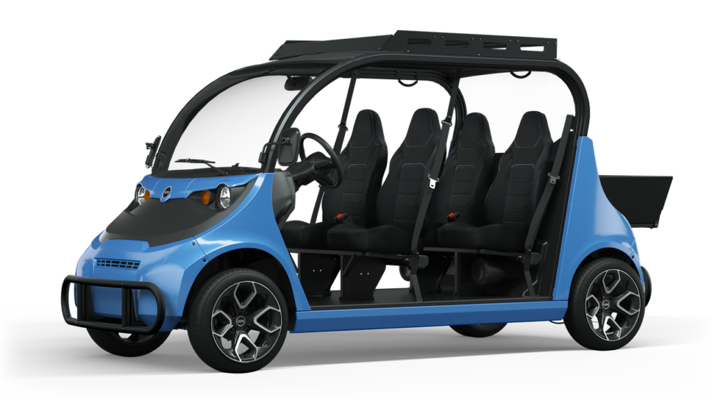 GEM e4 electric vehicle in tidal blue