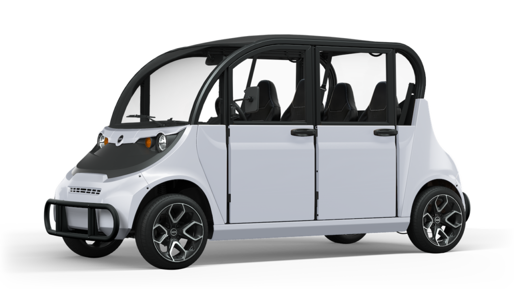 GEM e4 electric vehicle in white