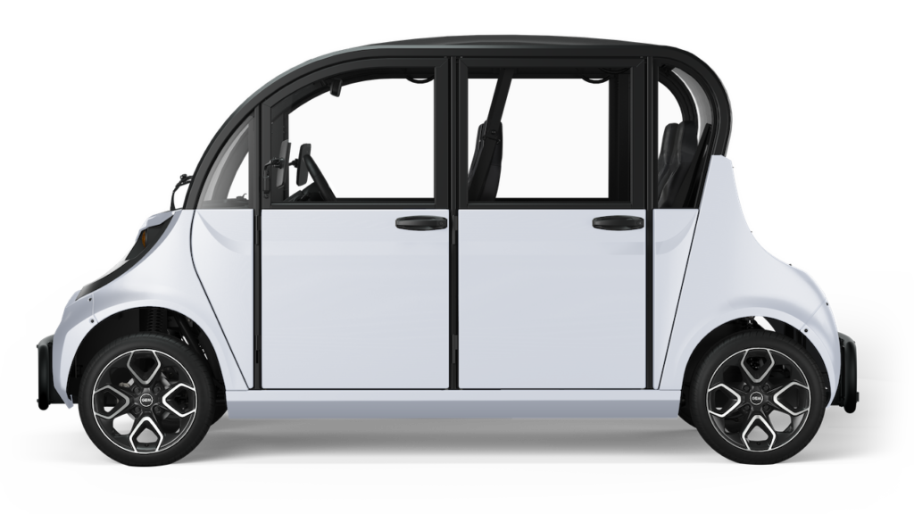 GEM e4 electric vehicle in white